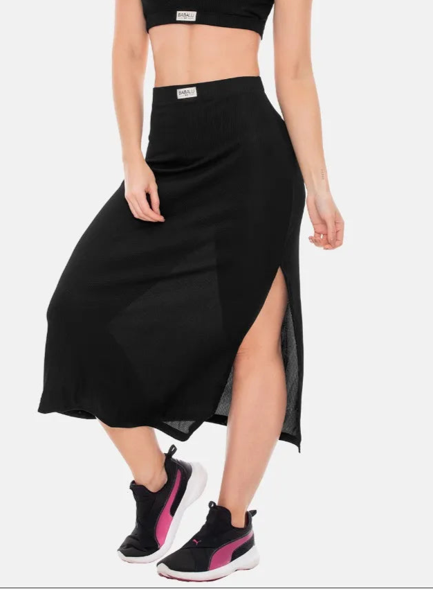 Set Black Skirt with side slit and top