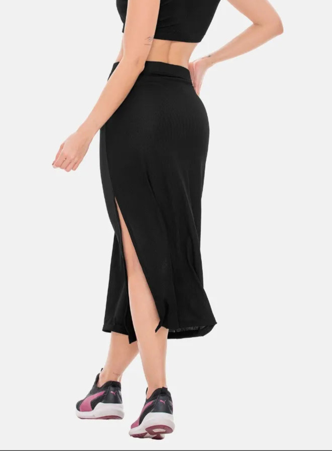 Set Black Skirt with side slit and top