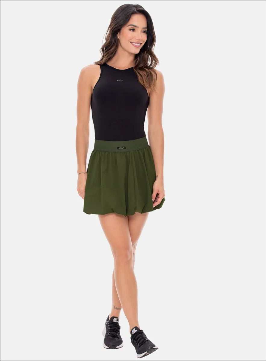 Bubble-Hem High-waisted waterproof Skirt