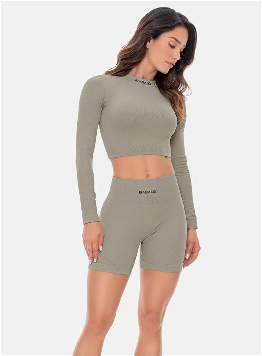 Gray Long Sleeve Top Seamless